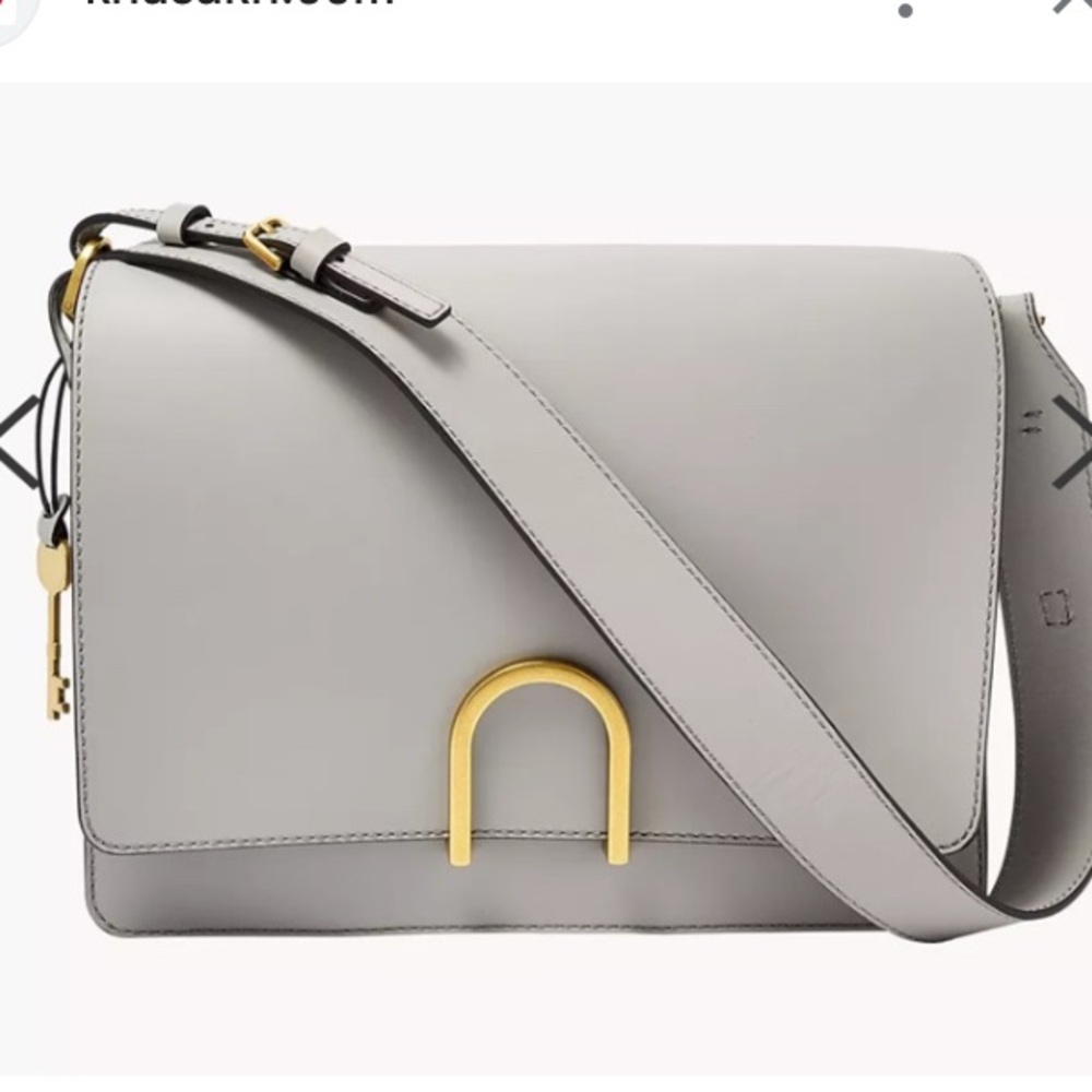 Fossil Finley Gray Leather Shoulder Bag